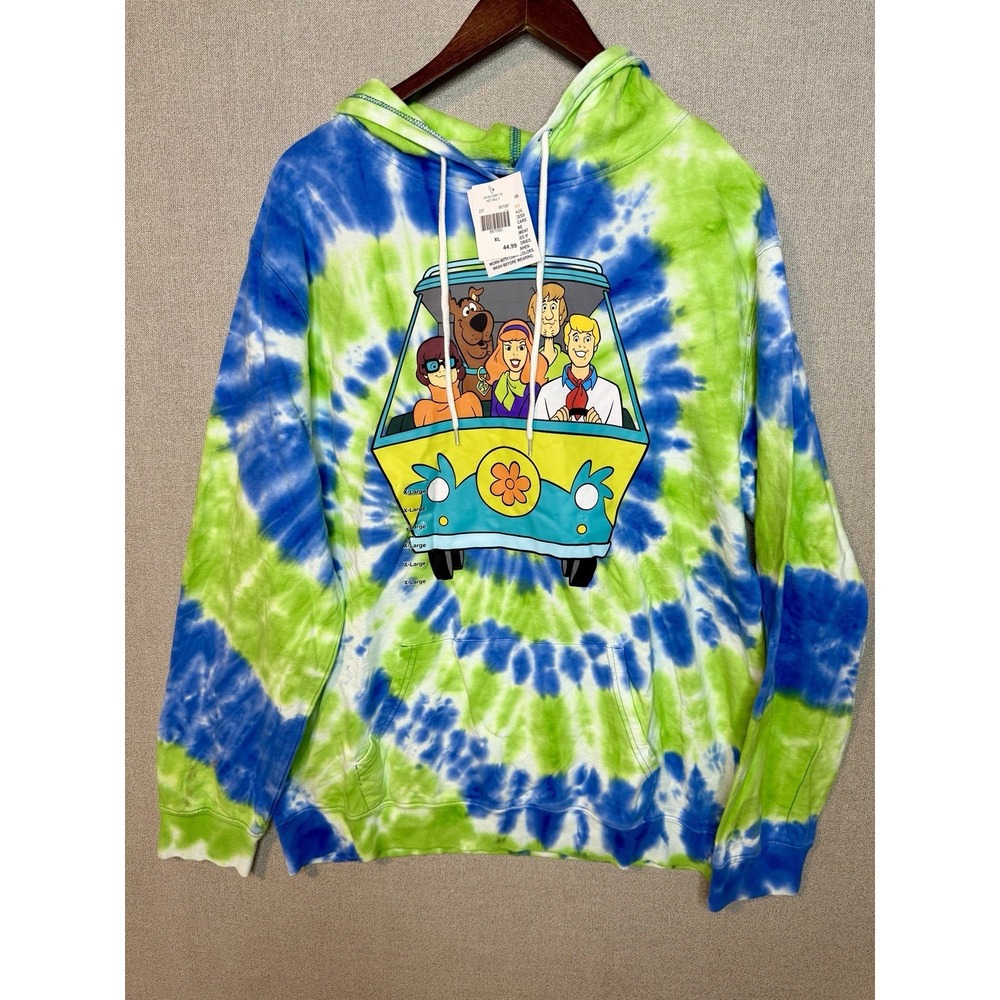 Scooby Doo Hoodie XL Tie Dye Mystery Machine Graphic NWT Y2K Retro Cartoon